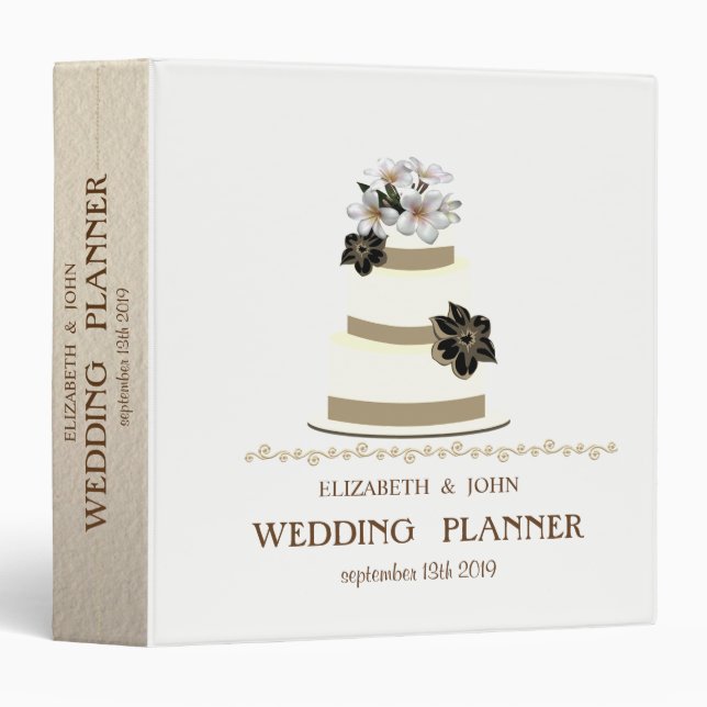 Adorable Wedding Cake Personalized Bridal Planner 3 Ring Binder (Front/Spine)