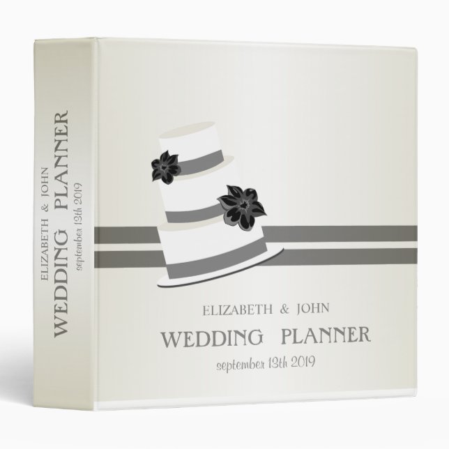 Adorable Wedding Cake Personalized Bridal Planner Binder (Front/Spine)