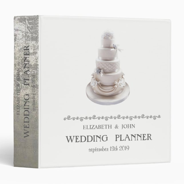 Adorable Wedding Cake Personalized Bridal Planner Binder (Front/Spine)