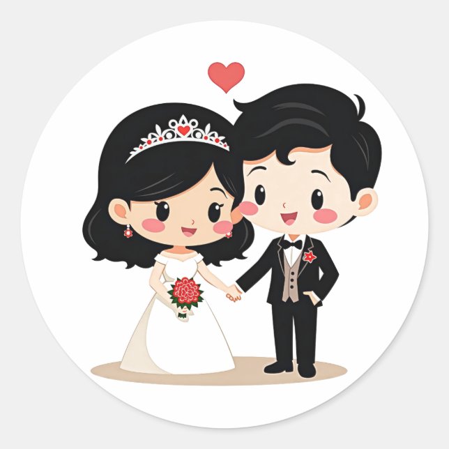 Adorable Wedding Couple Stickers (Front)