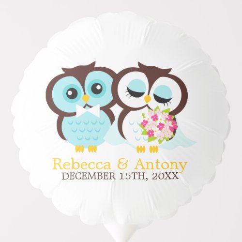 Adorable Wedding Owls Personalized Balloon