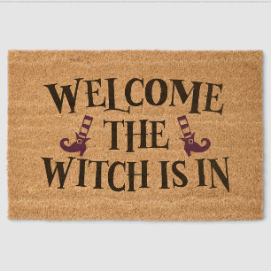 Adorable Welcome The Witch Is In Fiber Doormat
