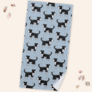 Adorable Welsh Border Collie Sheep Dog Pattern Beach Towel