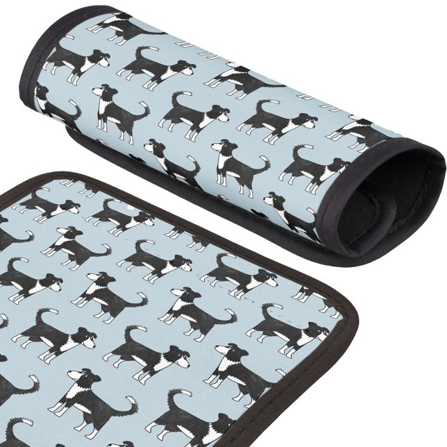 Adorable Welsh Border Collie Sheep Dog Pattern Luggage Handle Wrap (Welsh Border Collie sheep dog pattern art luggage handle wrap)