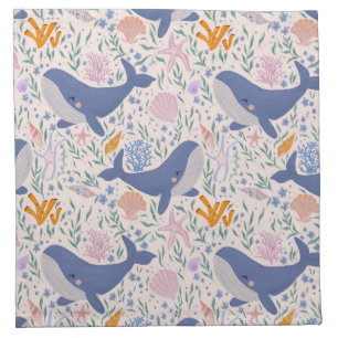 Adorable Whale and Sea Life Cloth Napkin