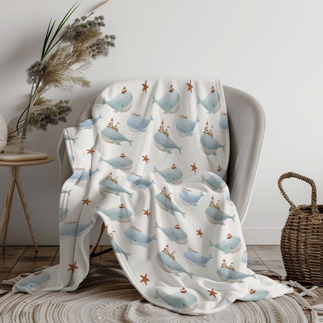 Adorable Whale Baby Shower Baby Blanket (Creator Uploaded)