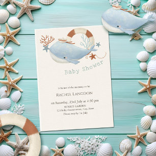 Adorable Whale Baby shower Invitation