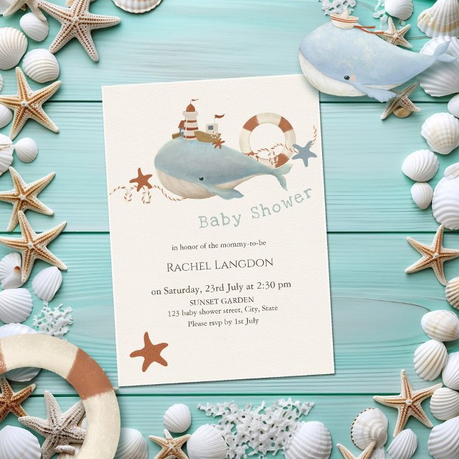 Adorable Whale Baby shower  Invitation (Creator Uploaded)
