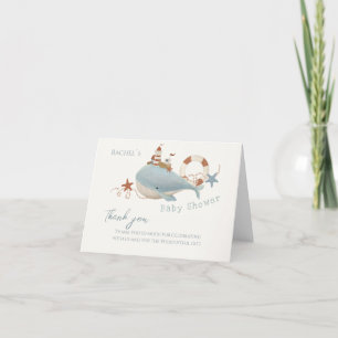 Adorable Whale Baby Shower Letterpress Thank You Card