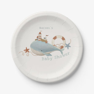 Adorable Whale Baby shower Paper Plates