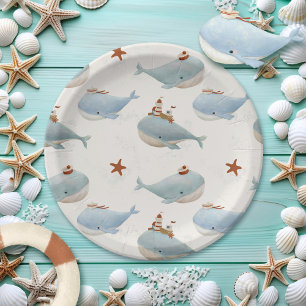 Adorable Whale Baby shower Paper Plates
