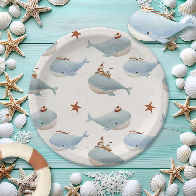 Adorable Whale Baby shower Paper Plates (Creator Uploaded)
