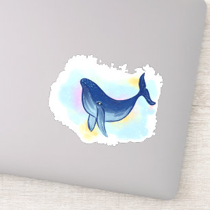 Adorable whale illustration sticker