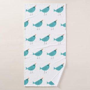 Adorable Whimsical Bird Nature Art Bath Towel