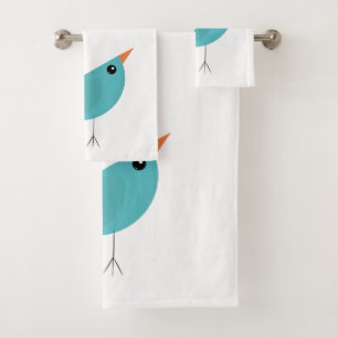 Adorable Whimsical Bird Nature Art Bath Towel Set