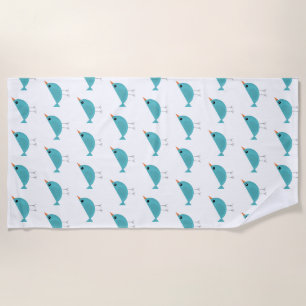 Adorable Whimsical Bird Nature Art Beach Towel
