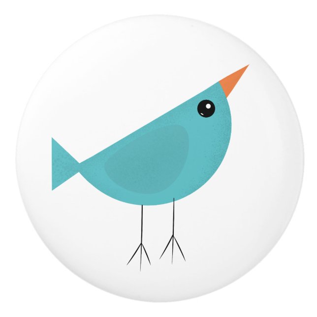 Adorable Whimsical Bird Nature Art Ceramic Knob (Front)