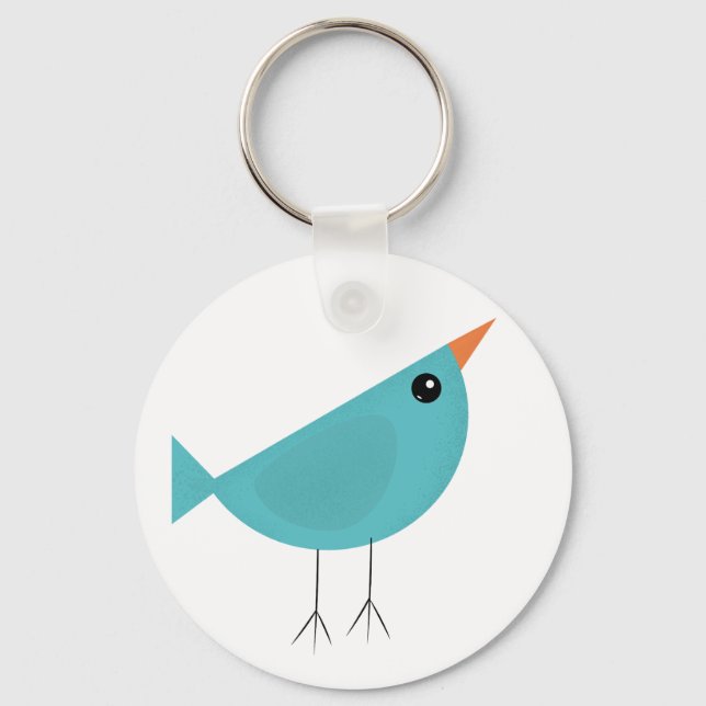 Adorable Whimsical Bird Nature Art Keychain (Front)
