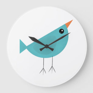 Adorable Whimsical Bird Nature Art Large Clock