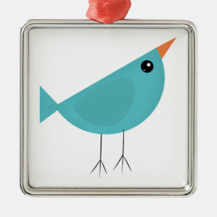 Adorable Whimsical Bird Nature Art Metal Ornament