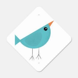 Adorable Whimsical Bird Nature Art Metal Sign