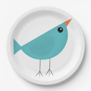 Adorable Whimsical Bird Nature Art Paper Plates