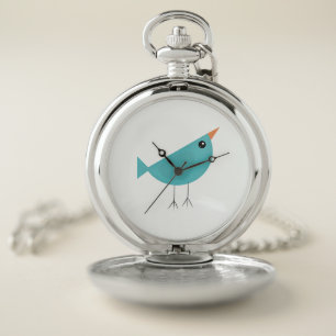 Adorable Whimsical Bird Nature Art Pocket Watch