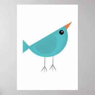 Adorable Whimsical Bird Nature Art Poster