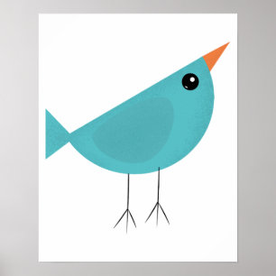 Adorable Whimsical Bird Nature Art Poster