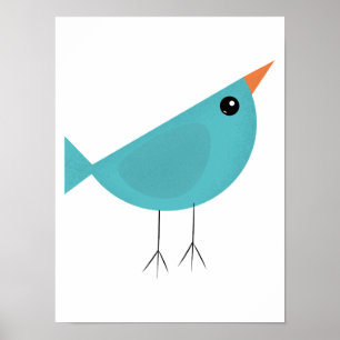 Adorable Whimsical Bird Nature Art Poster