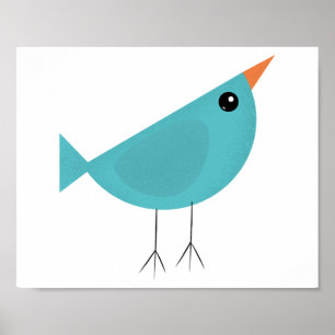 Adorable Whimsical Bird Nature Art Poster