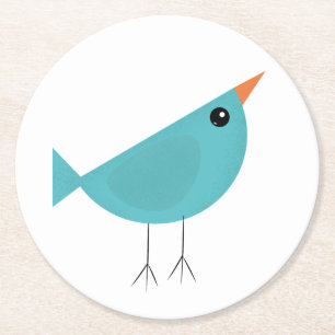 Adorable Whimsical Bird Nature Art Round Paper Coaster
