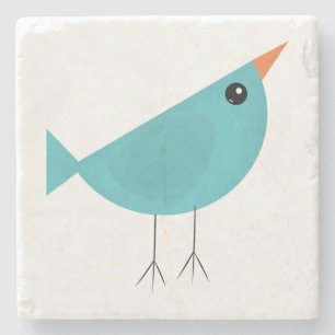 Adorable Whimsical Bird Nature Art Stone Coaster