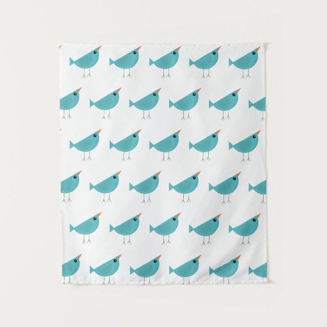 Adorable Whimsical Bird Nature Art Tapestry (Front)
