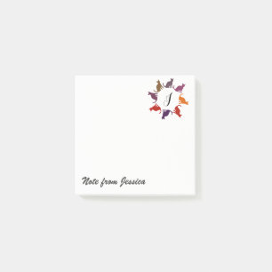 Adorable whimsical colorful cats monogram post-it notes