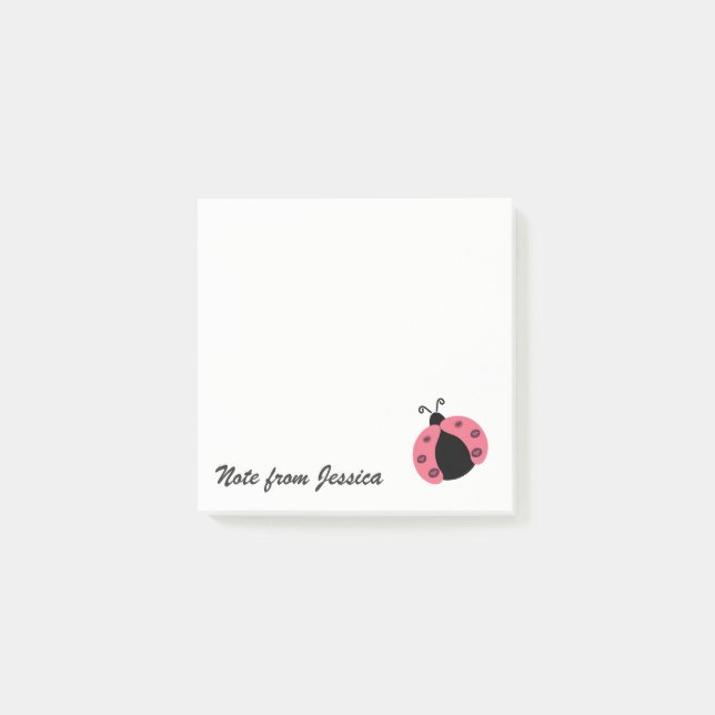 Adorable whimsical cute ladybug personalized post-it notes (Front)