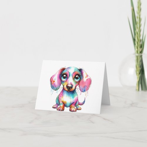 Adorable Whimsical Dachshund Puppy Card