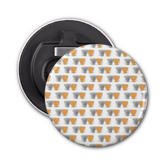 Adorable Whimsical Kittens Orange and Grey Bottle Opener (Front)
