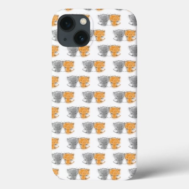 Adorable Whimsical Kittens Orange and Grey Case-Mate iPhone Case (Back)