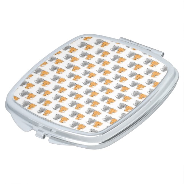 Adorable Whimsical Kittens Orange and Grey Vanity Mirror (Turned)