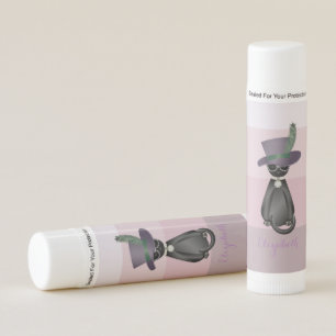 Adorable Whimsical Kitty, Stripes- Personalized Lip Balm