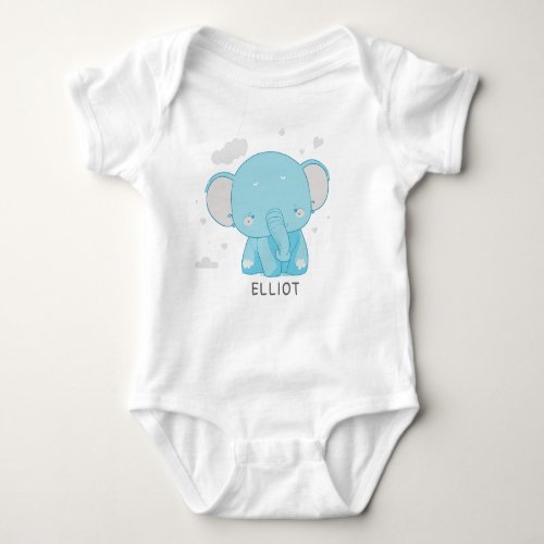 Adorable Whimsical Playful Baby Elephant Clouds Baby Bodysuit