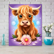 Adorable Whimsical Scottish Highland Cow AI