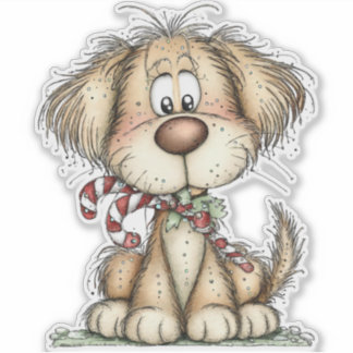 Adorable Whimsical Vintage Dog Sticker