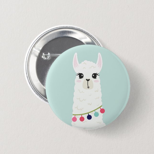 Adorable White Alpaca Button (Front & Back)