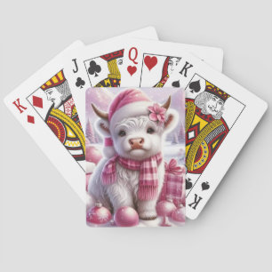 Adorable White Baby Heifer Poker Cards