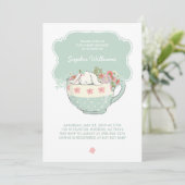 Adorable White Bunny in a Tea Cup Baby Shower Invitation (Standing Front)
