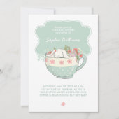 Adorable White Bunny in a Tea Cup Baby Shower Invitation (Front)