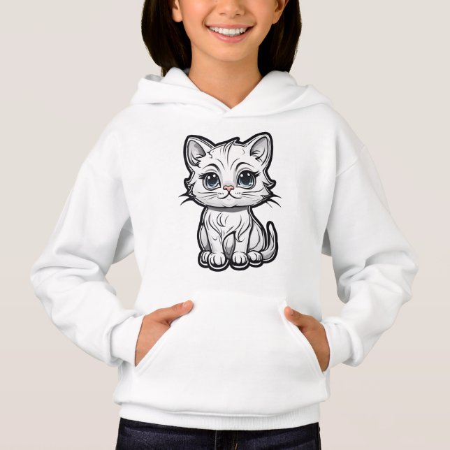 Adorable White Cat Design for Cat Lovers Hoodie (Front)