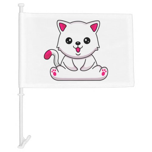 Adorable White Cat Sticker for Cat Lovers  Car Flag